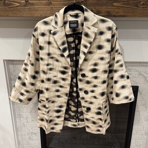 Akris Black and Cream Patterned Jacket long blazer